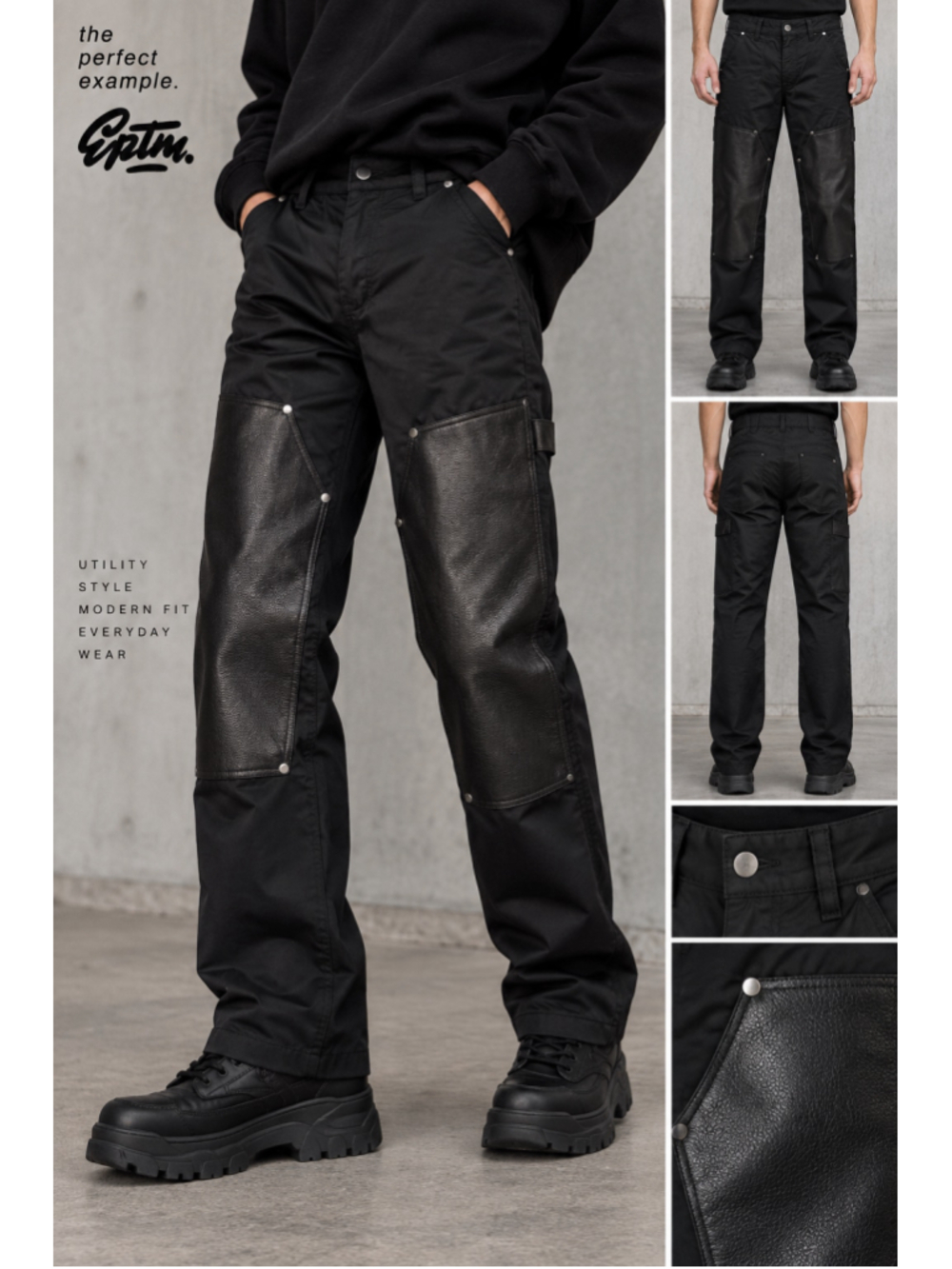 EPTM The Perfect Example Black Moto Cargo Pants M Faux Leather Y2K EPTM 11713